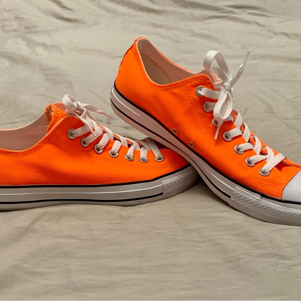 Men's Low-Top Canvas Sneakers in Bright Orange